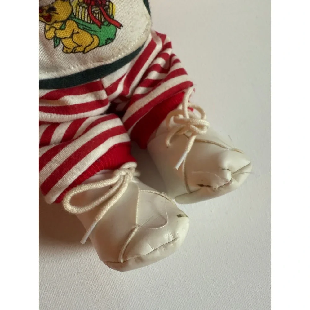 Vintage 1993 Santa's Little Helper Baby Doll Red Striped Sleeper 12 Inch